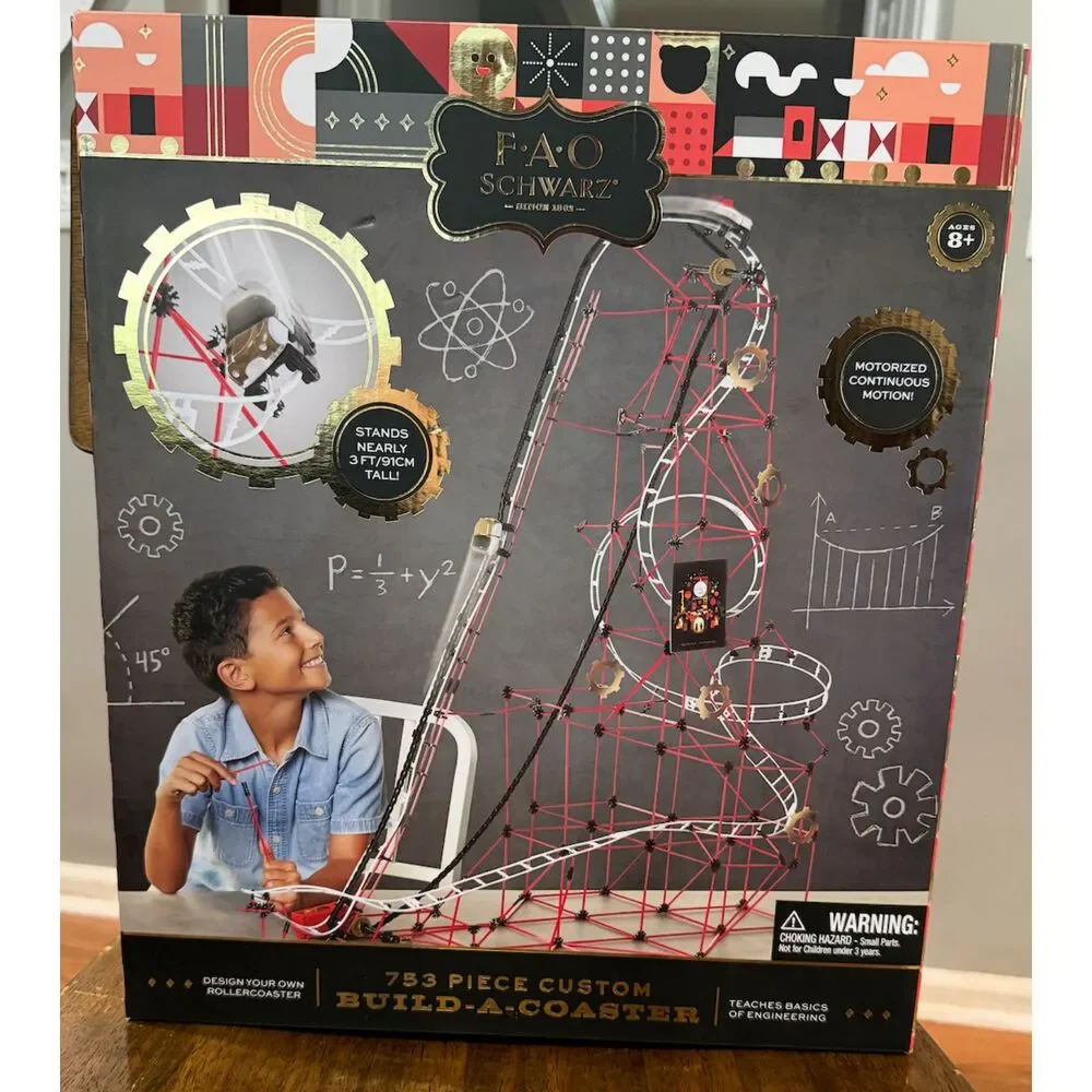 FAO Schwarz Build-A-Coaster 753 Piece STEM Roller Coaster Kit NEW Ages 8+